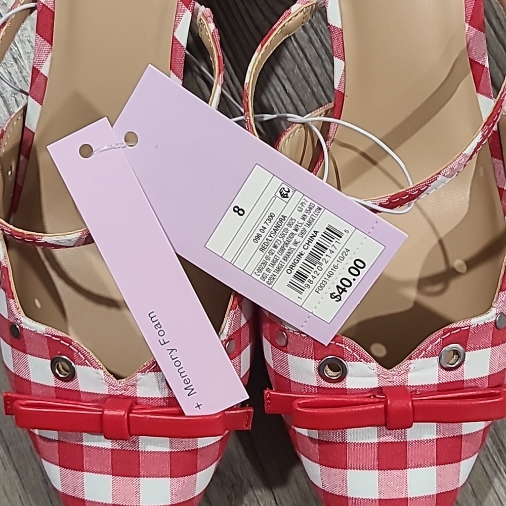 Wild Fable Red Lysandra Gingham Eyelet Kitten Heels - Picture 7 of 7